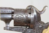 ENGRAVED Belgian Antique PINFIRE Revolver w Ivory - 8 of 14