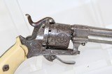 ENGRAVED Belgian Antique PINFIRE Revolver w Ivory - 13 of 14