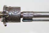 ENGRAVED Belgian Antique PINFIRE Revolver w Ivory - 10 of 14