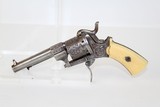 ENGRAVED Belgian Antique PINFIRE Revolver w Ivory - 1 of 14