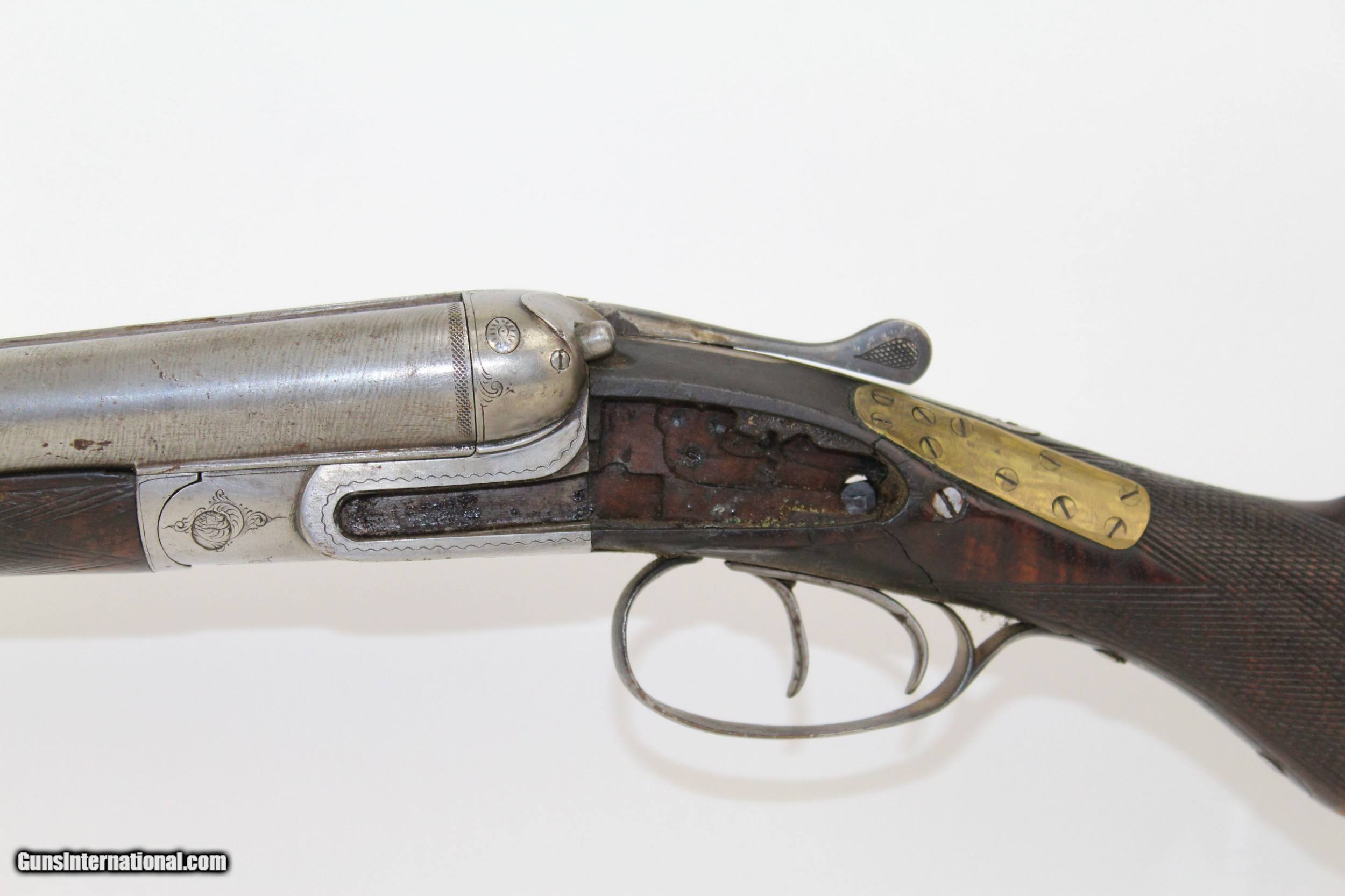 Engraved BELGIAN Double Barrel SxS Hammer Shotgun