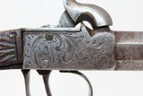ENGRAVED 1850s Antique Percussion POCKET Pistol - 5 of 13