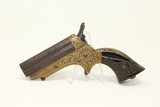 ENGRAVED Antique SHARPS .22 PEPPERBOX Pistol Unique Sculpted Gutta Percha Grips - 2 of 13