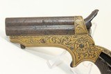 ENGRAVED Antique SHARPS .22 PEPPERBOX Pistol Unique Sculpted Gutta Percha Grips - 4 of 13