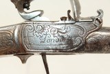 ISRAEL SEGALAS Antique Queen Anne FLINTLOCK Pistol Engraved All Metal Breech Loading Pistol - 11 of 15