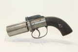 CASED Engraved BRITISH Antique PEPPERBOX Revolver 1840s 6-Shot Pepperbox Revolver with Multiple Accessories! - 4 of 16