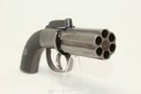 CASED Engraved BRITISH Antique PEPPERBOX Revolver 1840s 6-Shot Pepperbox Revolver with Multiple Accessories! - 3 of 16