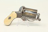 DOG & RABBIT CHASE Gold Engrave PEPPERBOX Revolver 1870s Pinfire by Orbea Hermanos in Spain - 13 of 15
