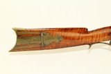 1840s Antique SQUIRREL RIFLE Maple Half Stock .34 Caliber “H.BA.” Patchbox High Grade Wood with Patchbox & Maker Mark - 3 of 24