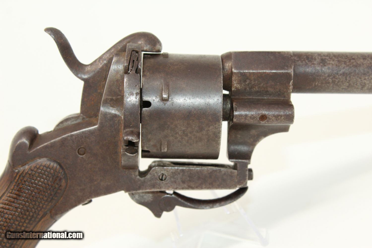 Antique SPANISH Eibar 11mm PINFIRE Revolver with FOLDING TRIGGER Mid-19th  European Sidearm