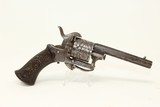 Engraved with Sculpted Hound Grips EUROPEAN Antique PINFIRE Revolver - 12 of 15