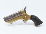 1860s CHRISTIAN SHARPS .22 Caliber Model 1A PEPPERBOX 4-Shot Pistol Antique BRASS FRAME With Unique Sculpted Gutta Percha Grips - 1 of 14