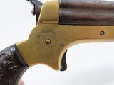 1860s CHRISTIAN SHARPS .22 Caliber Model 1A PEPPERBOX 4-Shot Pistol Antique BRASS FRAME With Unique Sculpted Gutta Percha Grips - 9 of 14