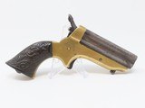 1860s CHRISTIAN SHARPS .22 Caliber Model 1A PEPPERBOX 4-Shot Pistol Antique BRASS FRAME With Unique Sculpted Gutta Percha Grips - 12 of 14