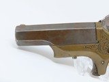 Antique BRASS FRAME Merrimack Arms Spur Trigger “SOUTHERNER” .41 Deringer Engraved Single Shot Hideout with Ivories! - 4 of 14