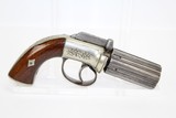 ENGRAVED Antique DURS EGG Pepperbox Revolver - 11 of 14