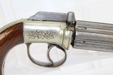 ENGRAVED Antique DURS EGG Pepperbox Revolver - 13 of 14