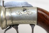 ENGRAVED Antique DURS EGG Pepperbox Revolver - 6 of 14