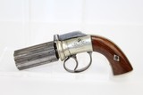 ENGRAVED Antique DURS EGG Pepperbox Revolver - 2 of 14