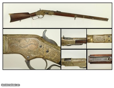 Antique Ulrich Engraved Winchester Model 1866 Lever Action Rifle Inscribed to Noble Spanish Family