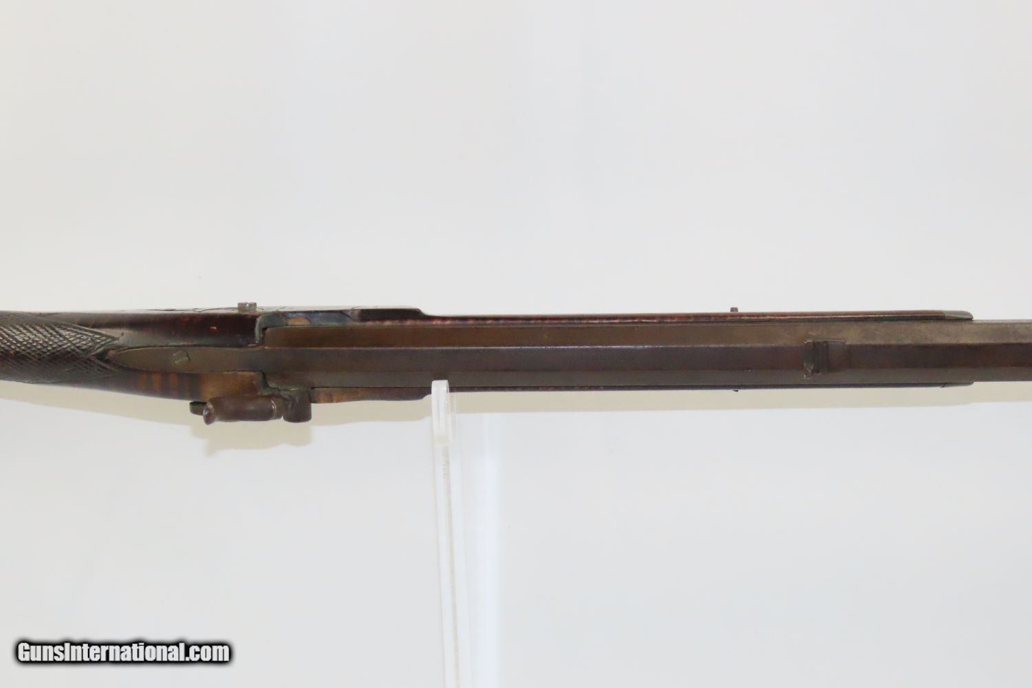 J.D. SHROCK of GOSHEN, INDIANA Antique LONG RIFLE Brass Stag