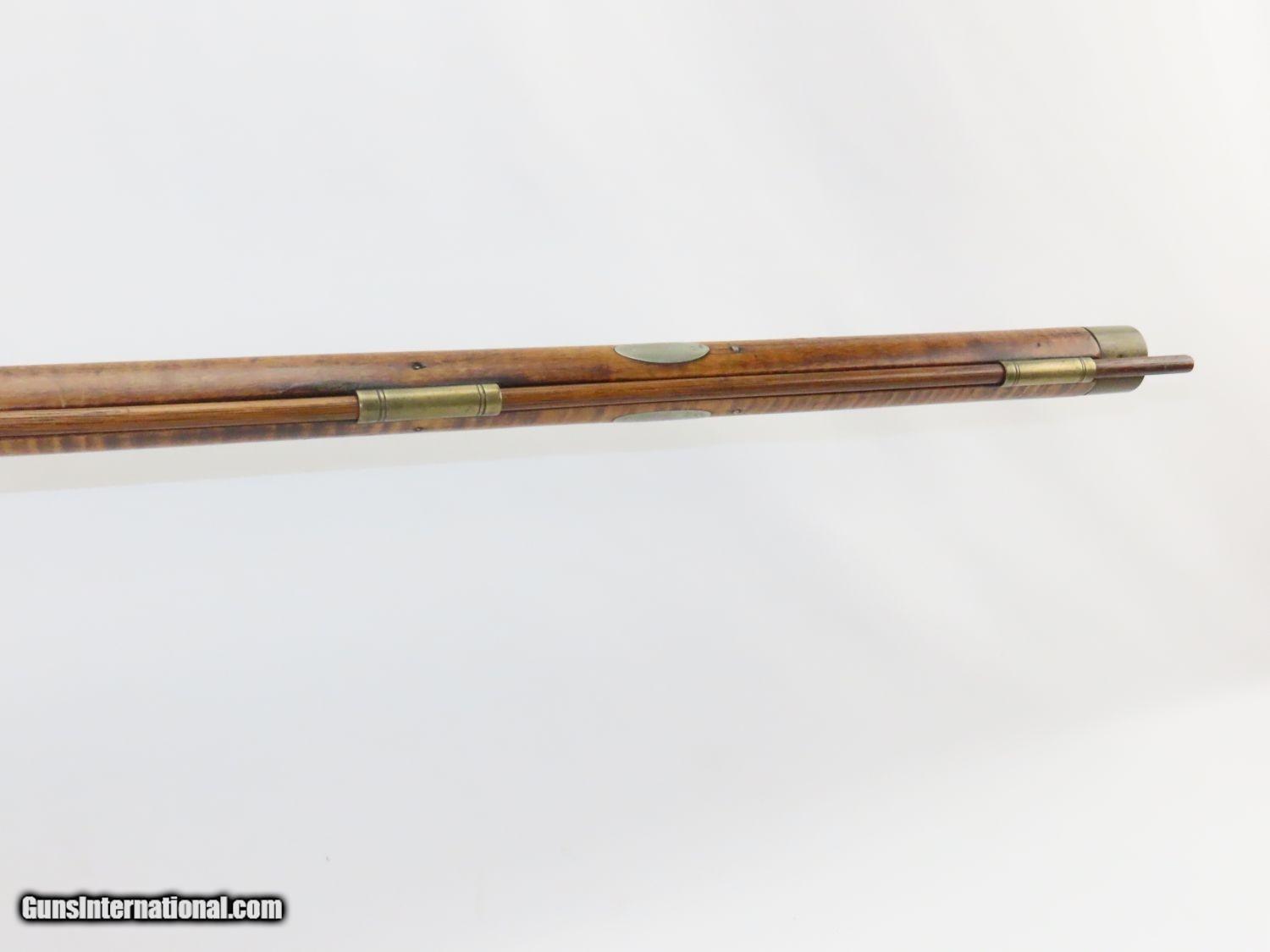 Antique KENTUCKY Long Rifle STRIPED MAPLE Full-Stock 41 Caliber POWDER HORN  Quintessential Frontier Rifle!