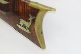STRIPED MAPLE Antique FLINTLOCK KENTUCKY American Smoothbore LONG RIFLE With German Silver Animal Décor and in .53 Cal! - 18 of 19