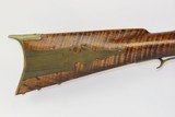 STRIPED MAPLE Antique FLINTLOCK KENTUCKY American Smoothbore LONG RIFLE With German Silver Animal Décor and in .53 Cal! - 3 of 19