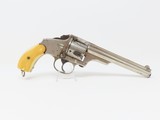 MERWIN & HULBERT Antique .38 S&W Revolver NICKEL IVORY Holster Folding Hammer With “JR” Initialed Leather Holster! - 20 of 23