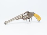 MERWIN & HULBERT Antique .38 S&W Revolver NICKEL IVORY Holster Folding Hammer With “JR” Initialed Leather Holster! - 6 of 23