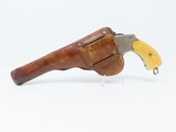 MERWIN & HULBERT Antique .38 S&W Revolver NICKEL IVORY Holster Folding Hammer With “JR” Initialed Leather Holster! - 4 of 23