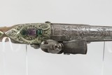 ORNATE, BEJEWELED Antique Flintlock BELT Pistol PIRATE .675 Caliber Engraved GEM ADORNED Late-18th / Early 19th Century Pistol - 12 of 19