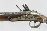 ORNATE, BEJEWELED Antique Flintlock BELT Pistol PIRATE .675 Caliber Engraved GEM ADORNED Late-18th / Early 19th Century Pistol - 18 of 19
