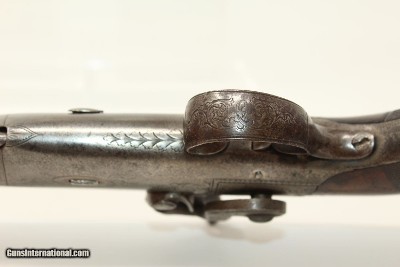 ENGRAVED Joseph Rock Cooper SAW HANDLE Pistol .45 English Made Circa 1840s Saw Handle! - Image 12 of 17