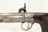 ENGRAVED Joseph Rock Cooper SAW HANDLE Pistol .45 English Made Circa 1840s Saw Handle! - 16 of 17