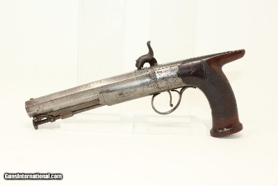 ENGRAVED Joseph Rock Cooper SAW HANDLE Pistol .45 English Made Circa 1840s Saw Handle! - Image 14 of 17