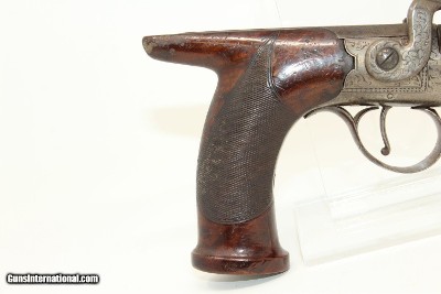 ENGRAVED Joseph Rock Cooper SAW HANDLE Pistol .45 English Made Circa 1840s Saw Handle! - Image 3 of 17