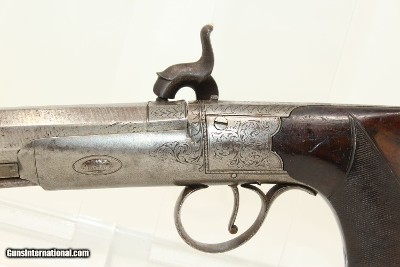 ENGRAVED Joseph Rock Cooper SAW HANDLE Pistol .45 English Made Circa 1840s Saw Handle! - Image 16 of 17