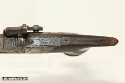 ENGRAVED Joseph Rock Cooper SAW HANDLE Pistol .45 English Made Circa 1840s Saw Handle! - Image 8 of 17