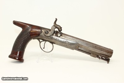 ENGRAVED Joseph Rock Cooper SAW HANDLE Pistol .45 English Made Circa 1840s Saw Handle! - Image 2 of 17