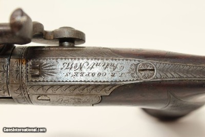 ENGRAVED Joseph Rock Cooper SAW HANDLE Pistol .45 English Made Circa 1840s Saw Handle! - Image 9 of 17