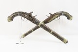 BRACE of ORNATE Antique OTTOMAN Flintlock Pistols Pair PIRATE Mediterranean Late-18th / Early 19th Century Pistols - 1 of 25