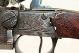 RARE Antique 4- BARREL Tap Action FLINTLOCK Pistol ENGRAVED Turn of the Century Self Defense Pistol! - 10 of 19