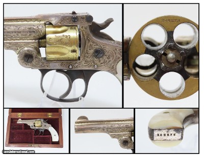 Cased, Lettered NEW YORK Engraved SMITH & WESSON .32 S&W REVOLVER Gold Silver Shipped to Marcus Hartley in New York City 1909