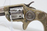 Engraved, Inscribed COLT NEW LINE .22 ETCHED Panel Revolver w DeGRESS GRIPS Single Action .22 7-Shot POCKET REVOLVER! - 4 of 17