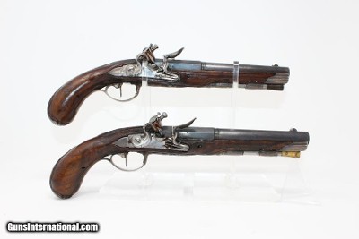 BRACE of 18th C. SILVER Mounted FLINTLOCK Pistols Matching from the 1700s “1st French Colonial Empire” - Image 3 of 25
