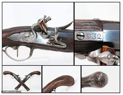 BRACE of 18th C. SILVER Mounted FLINTLOCK Pistols Matching from the 1700s “1st French Colonial Empire”