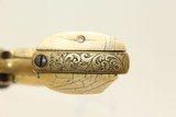 GUSTAVE YOUNG Engraved COLT 1849 POCKET Revolver Made 1853, Engraved with IVORY & Leather Holster! - 13 of 24
