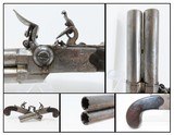 BRACE of Engraved DOUBLE BARREL Antique FLINTLOCK TAP Action Pistols 18th Century Pair of Folding Trigger Pistols with Barrel Selector - 1 of 25