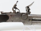 BRACE of Engraved DOUBLE BARREL Antique FLINTLOCK TAP Action Pistols 18th Century Pair of Folding Trigger Pistols with Barrel Selector - 15 of 25